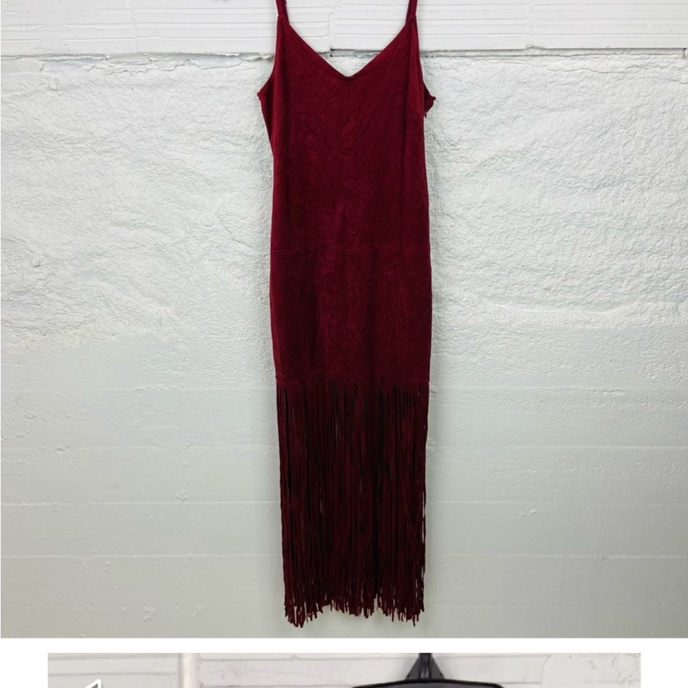 Chelsea & Violet Red Fringe Maxi Dress